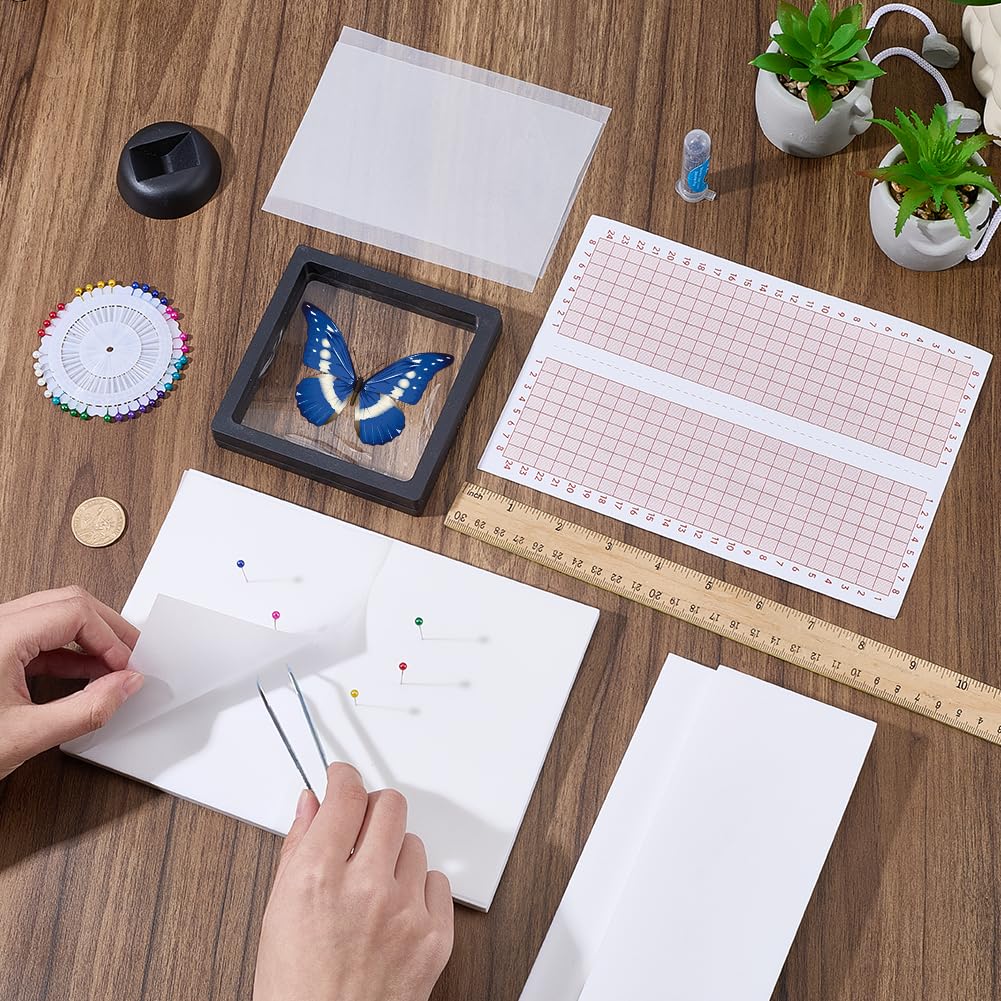 CRASPIRE Insektenpräparat Set Entomologie Präparatewerkzeug EVA Platte Stecknadel Pinzette Plastikbox Flügelpresspapier Präsentationswerkzeuge Set Zum Konservieren Und Präsentieren von Schmetterlingen