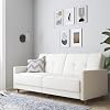 DHP Andora 76 Inch Futon Sofa Bed in Faux Leather, Modern Upholstered Couch Sleeper with Button Tufted Back and Seat, Full, White