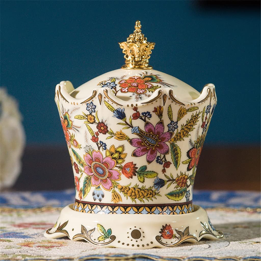 AYCDL Enamel ceramic toothpick holder household European-style golden toothpick box cans toothpick box Toothpicks