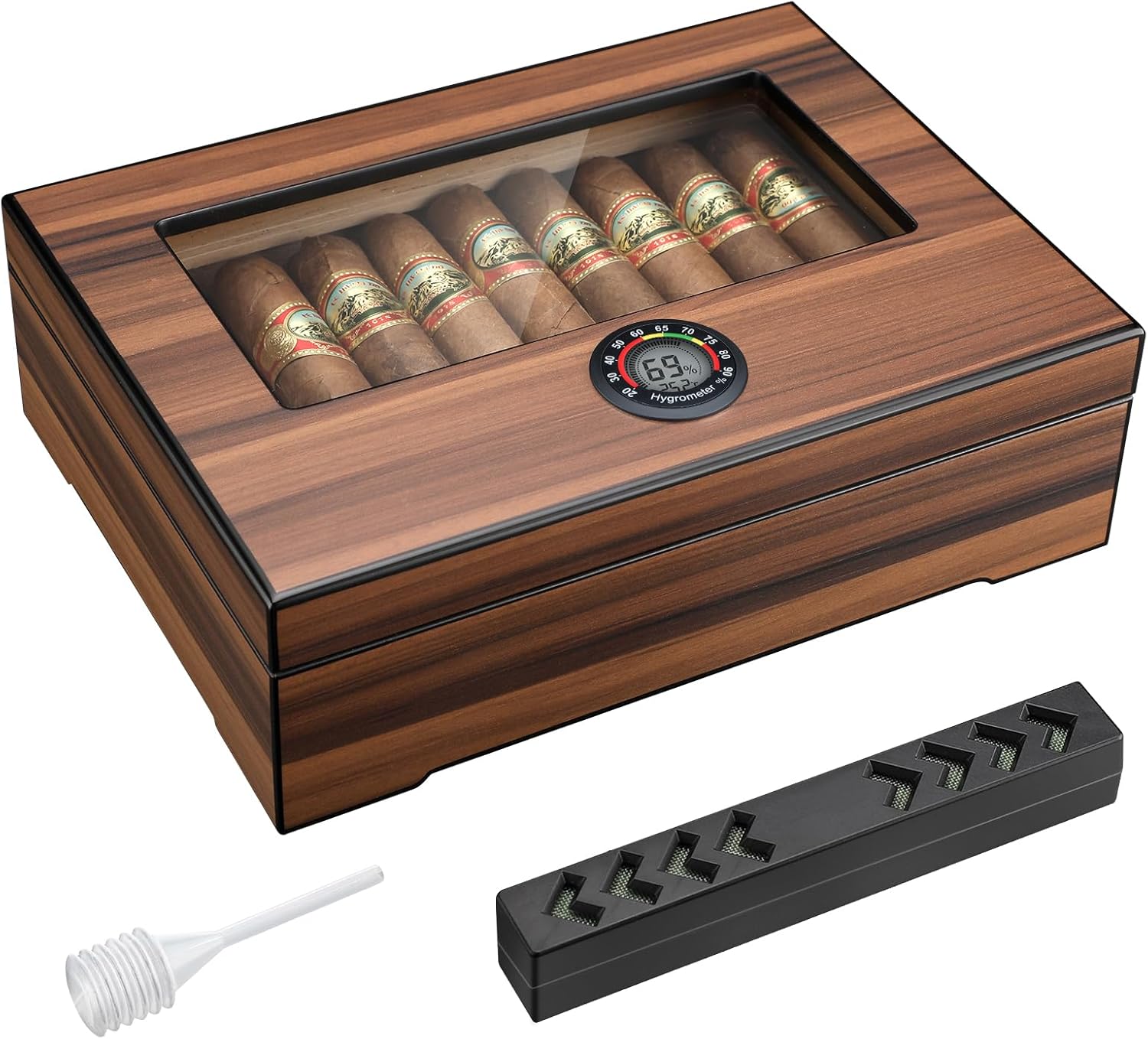 TISFA Cigar Humidor Box Handmade Cigar Case with Humidifier