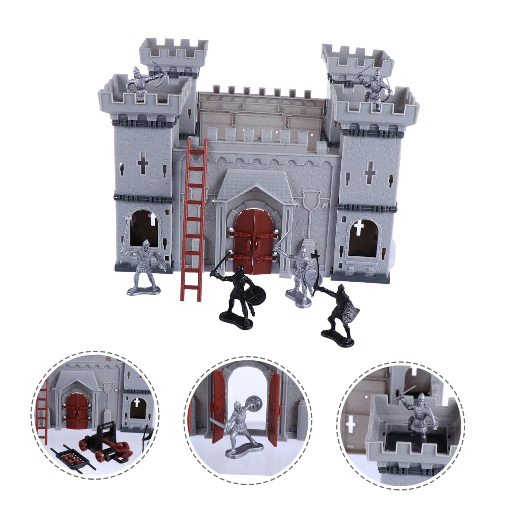 FRCOLOR Modelo de Castillo con Soldados de Plástico Juguete de Montaje DIY para Escena Educativa de Batalla Antigua Material Ecológico y Duradero