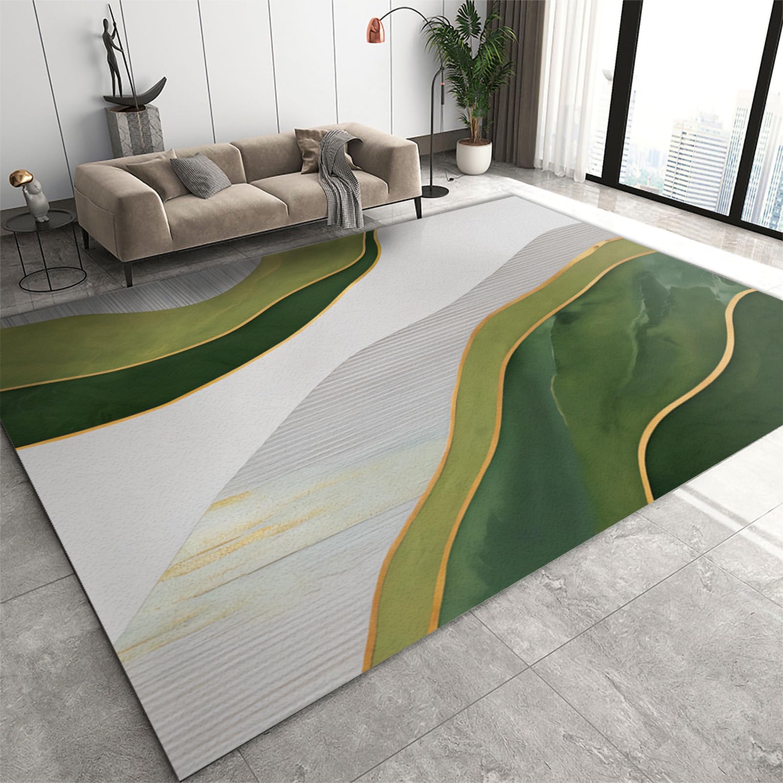 Tappeti di Zona Geometria Irregolare Moderna Tappeto per Bambini Striscia Verde Smeraldo - per Pavimento Della Cucina del Ristorante 60 x 120 cm