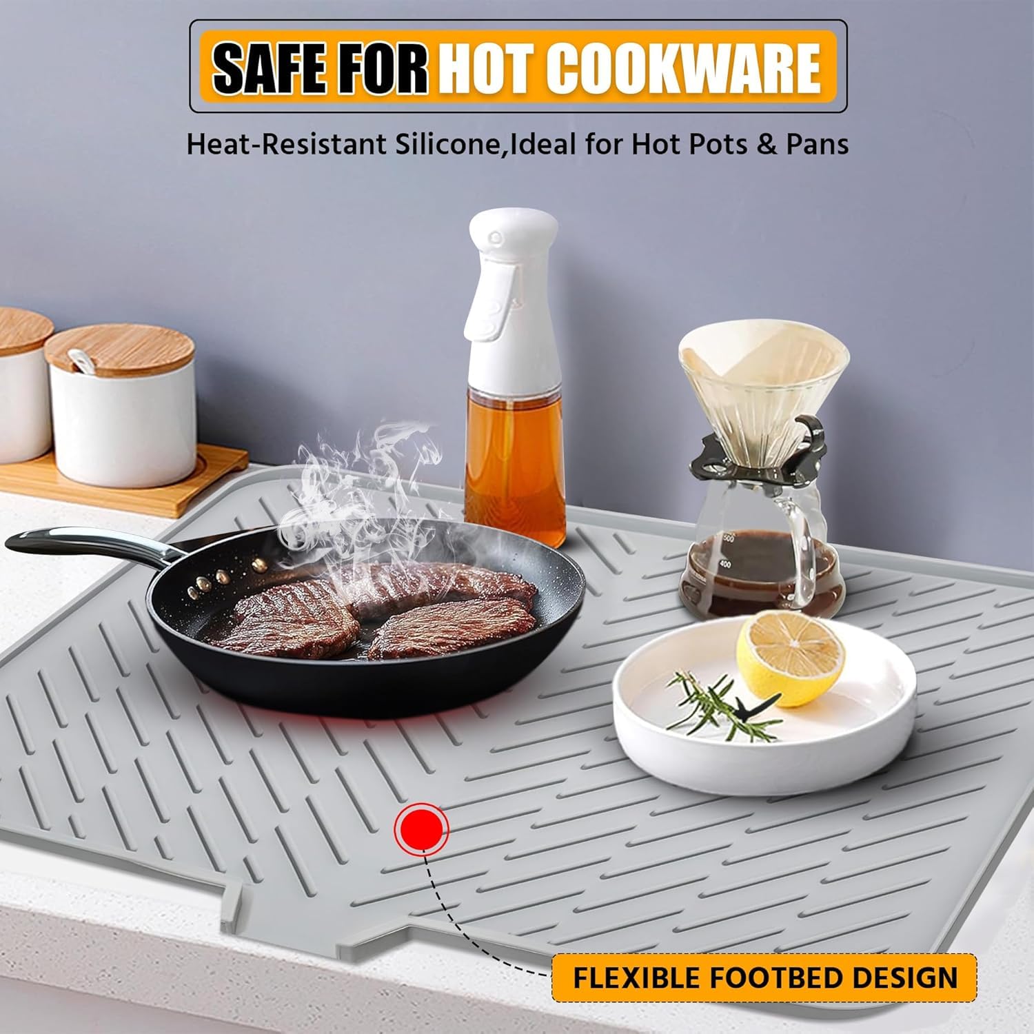 HAKKU Silicone Dish Drying Mat - Non Slip & Quick Dry -7 HAKKU Silicone Dish Drying Mat - Non Slip & Quick Dry -7