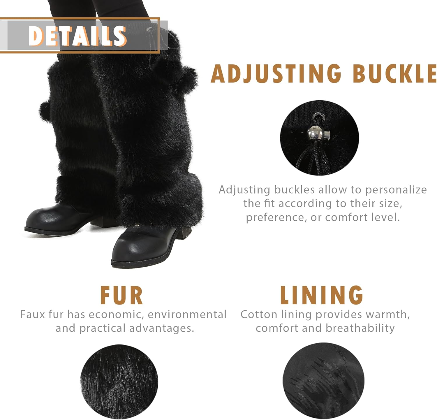 Fur Leg Warmers Furry Faux Fur Winter Leggings Boot Cuffs Toppers for Women - Image 5