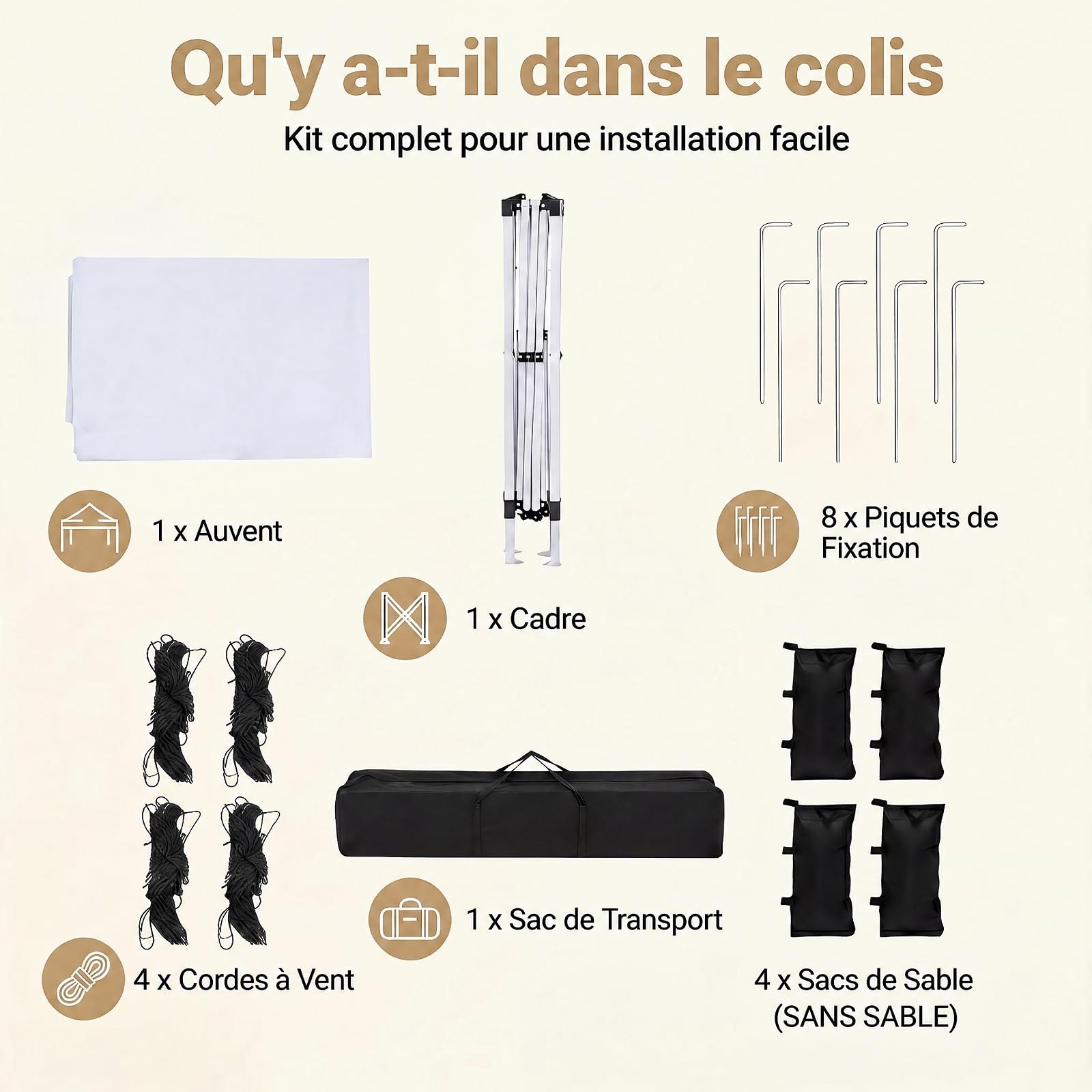 RELAX4LIFE Tonnelle Pliante 3x3 Imperméable, Barnum Pliant Facile à Monter, Protection Solaire UPF50+, Tissu Oxford Argenté, Cadre Métallque, Sac Inclus, Gazebo 3x3 pour Terrasse Marché Camping(Blanc)