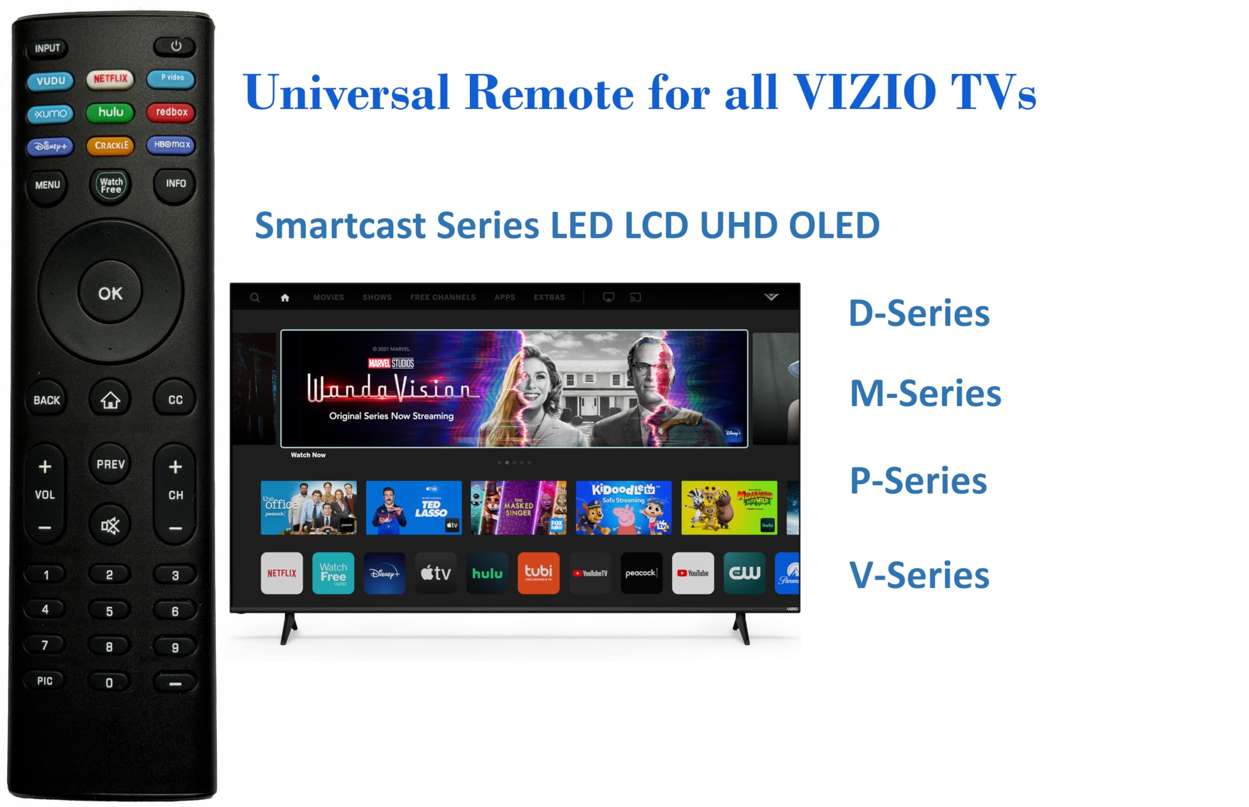 Vizio Smart TV Remote Universal For Replacement XRT136, XRT140, XRT260 ...
