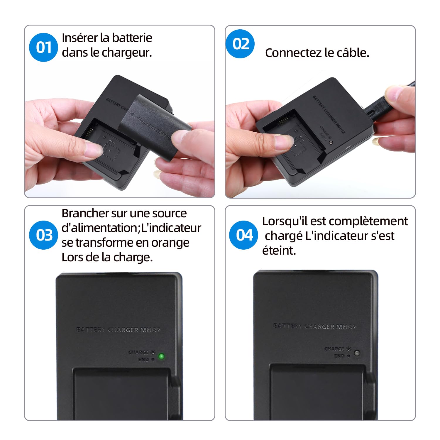 MH-32 Chargeur de Batterie Appareil Photo MH32 pour ENEL25 EN-EL25a Compatible avec Nikon Z30 Z50 ZFC Z50II Appareil Photo Micro sans Miroir