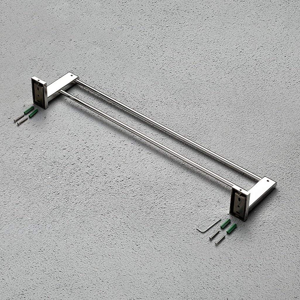 Portasciugamani Doppio da Parete, Finitura cromata Lucida, per Bagno, in Acciaio Inox 304