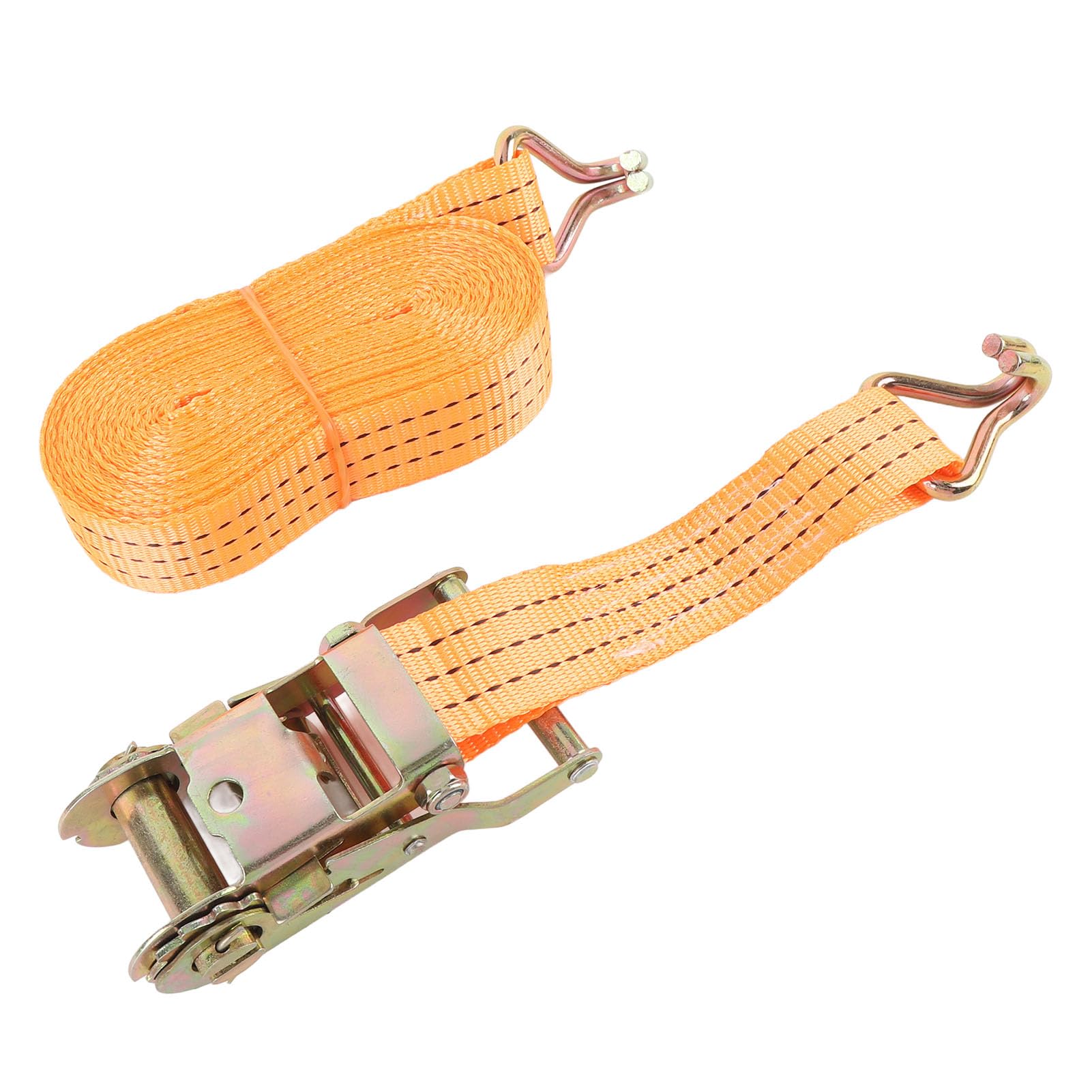 Generic Cinghie di Ancoraggio per Carico Arancione per Carichi Pesanti con Ganci a J Tenditore a Cricchetto da 1,5 Pollici per Camion da Traino, Veicoli Fuoristrada, Cinghie in Nylon da 8 M, Set da 2