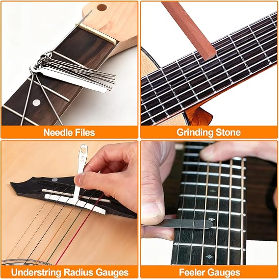 Guitar Tool Kit, 119 Pcs Professional Guitar Repair Kit, Guitar Maintenance Kit with Guitar Tools Accessories and Carry Bag, Guitar Setup Kit for Electric Guitar Acoustic Guitar Ukulele Banjo Bass