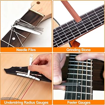 Guitar Tool Kit, 119 Pcs Professional Guitar Repair Kit, Guitar Maintenance Kit with Guitar Tools Accessories and Carry Bag, Guitar Setup Kit for Electric Guitar Acoustic Guitar Ukulele Banjo Bass