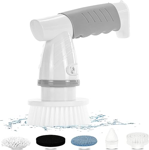 EWQNRNF Depurador eléctrico giratorio, gris, de 5 cabezas, inalámbrico, recargable, ideal para limpieza del hogar