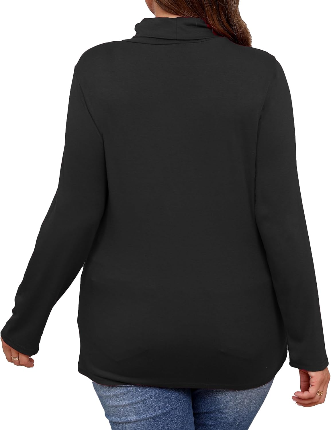 Plus Size Turtleneck Shirt Women Long Sleeve Slim Fit Mock Neck Bodycon Tops - Image 5