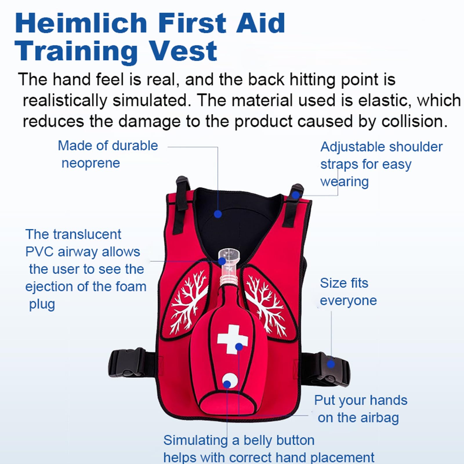 Chaleco De Entrenamiento Profesional Heimlich, Chaleco De Entrenamiento Antiasfixia Y ObstruccióN, Domina Las TéCnicas De Primeros Auxilios, Duradero Y Resistente Al Desgaste Adult
