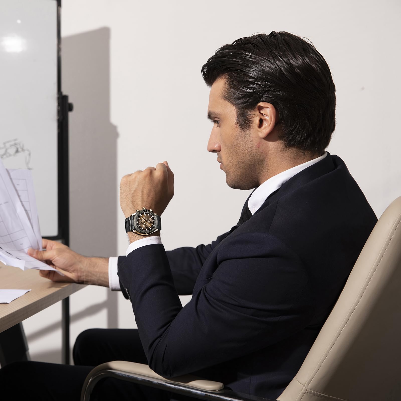 Benyar Orologio da Polso Uomo Analogico Movimento al Quarzo Elegante Sportivo Impermeabile Cronografo Regalo per Uomo