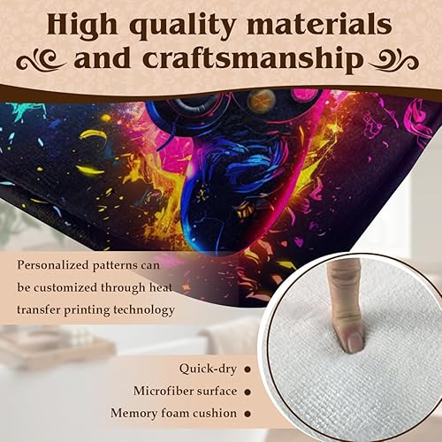 Miniatura 5 de Alfombra gamepad para dormitorio de niños, con temática de gamepad, perfecta para sala de juegos de deportes electrónicos o habitación de niños, 36