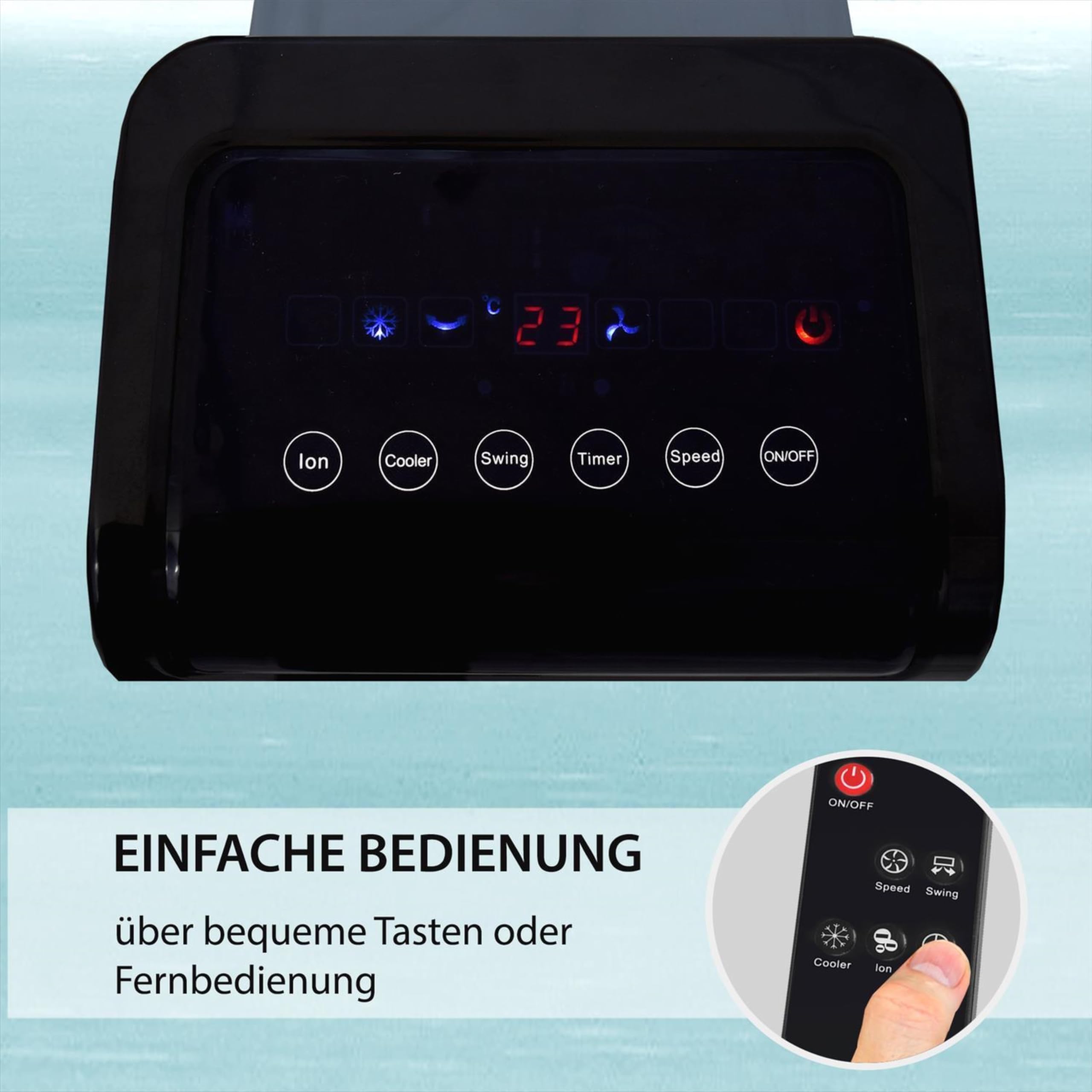 Syntrox Mobiler Luftkühler mit Wasser Soft | Luftbefeuchter | Verdunstungskühler, 80 Watt, 5 Liter Kapazität, Raumluftbefeuchter, Wasserverdunstungskühler, mit Timer