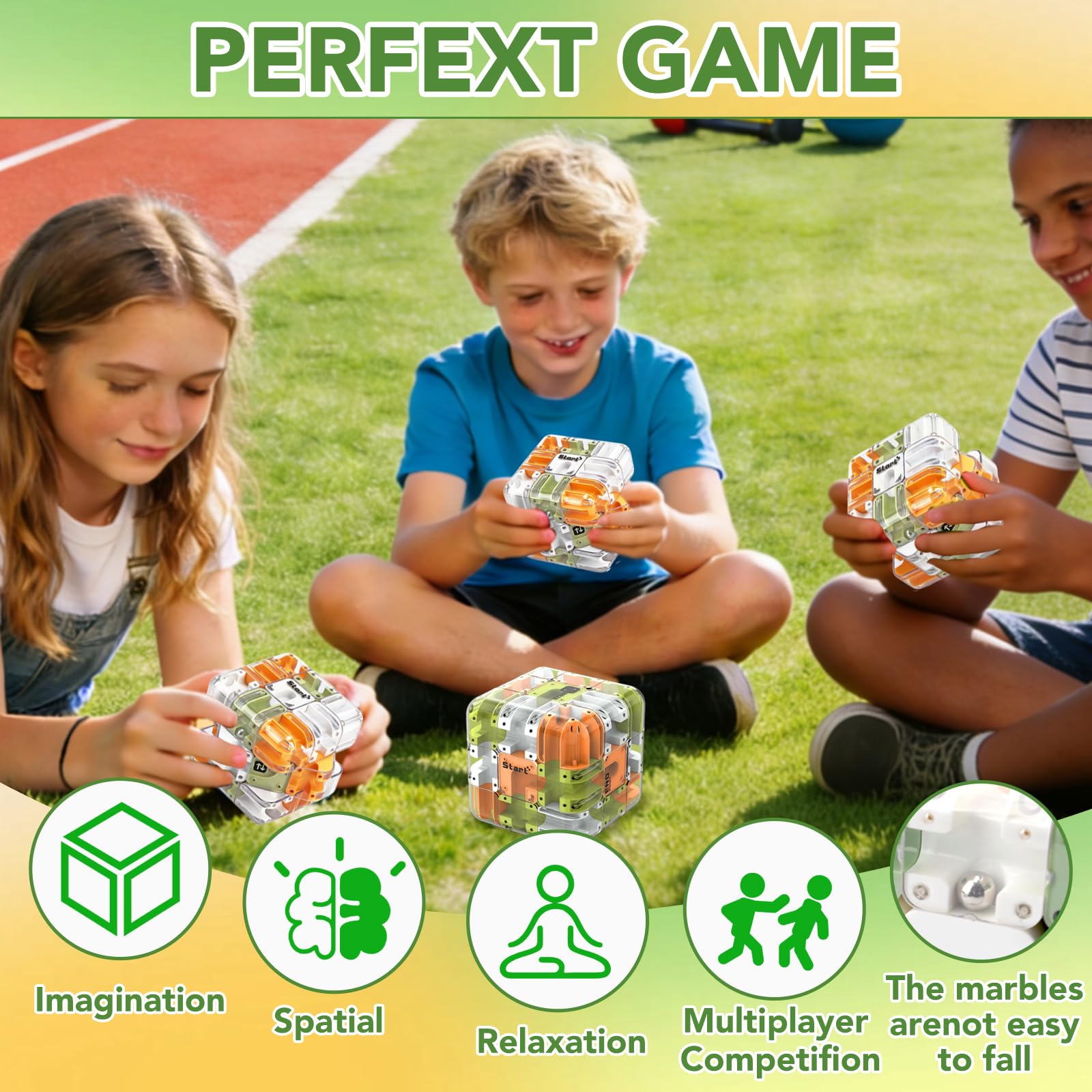Laberinto de Bolas,Rompecabezas de Cubo de Laberinto 3D Grande,Labyrinth Maze Cubo,Engaging Brain Teaser Toy,Juguete Educativo para Aliviar el Estrés,Entrena la Lógica y Concentración(Naranja)