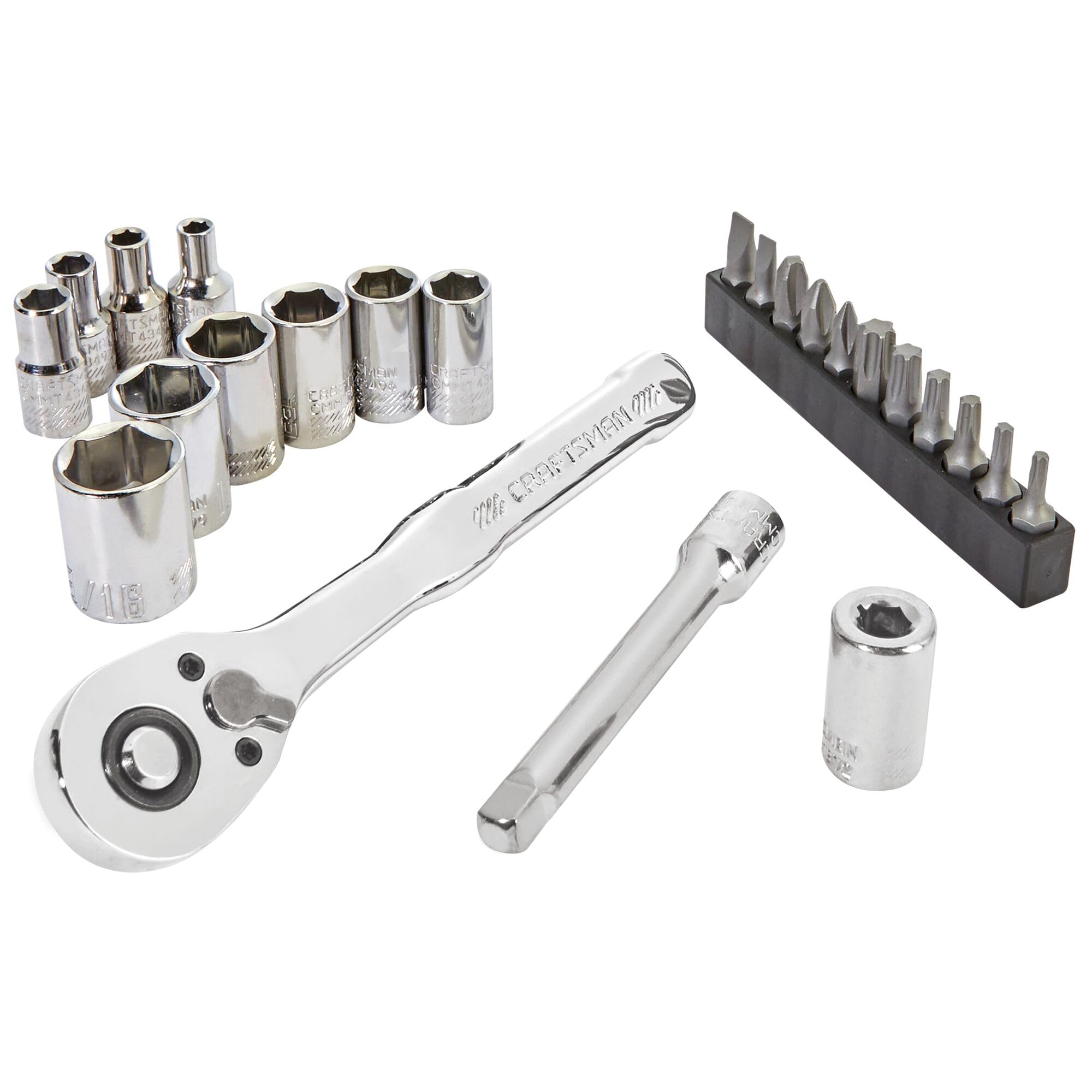CRAFTSMAN Mechanics Tool Set, 24 Piece, 1/4 Inch Drive SAE, 90