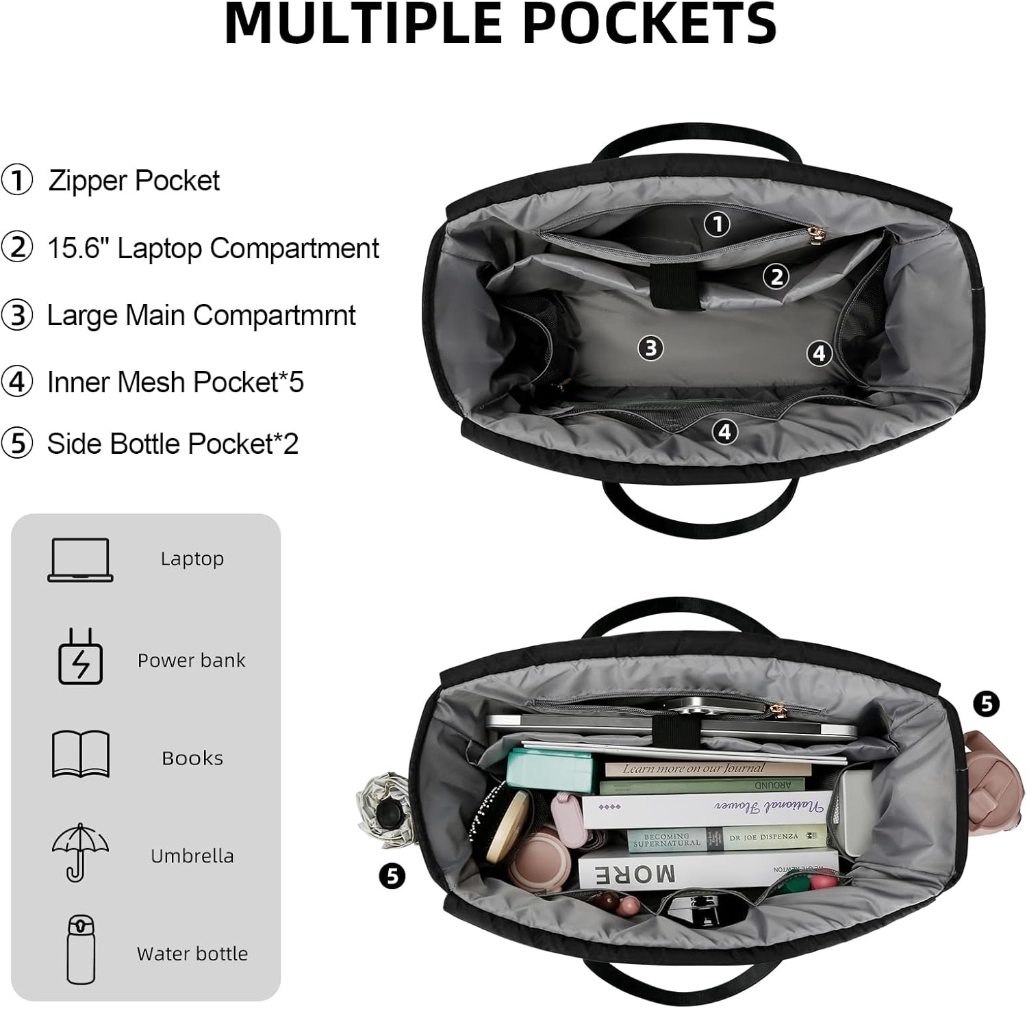 KKXIU Lunch Tote Bag for Teacher & Nurse, 15.6 Inch Laptop Tote with Insulated Lunch Box Pocket for Women - Image 5