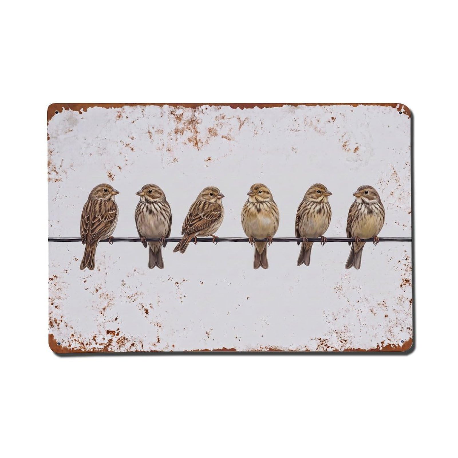 Vintage Retro Birds Corn Bunting Metal Tin Sign