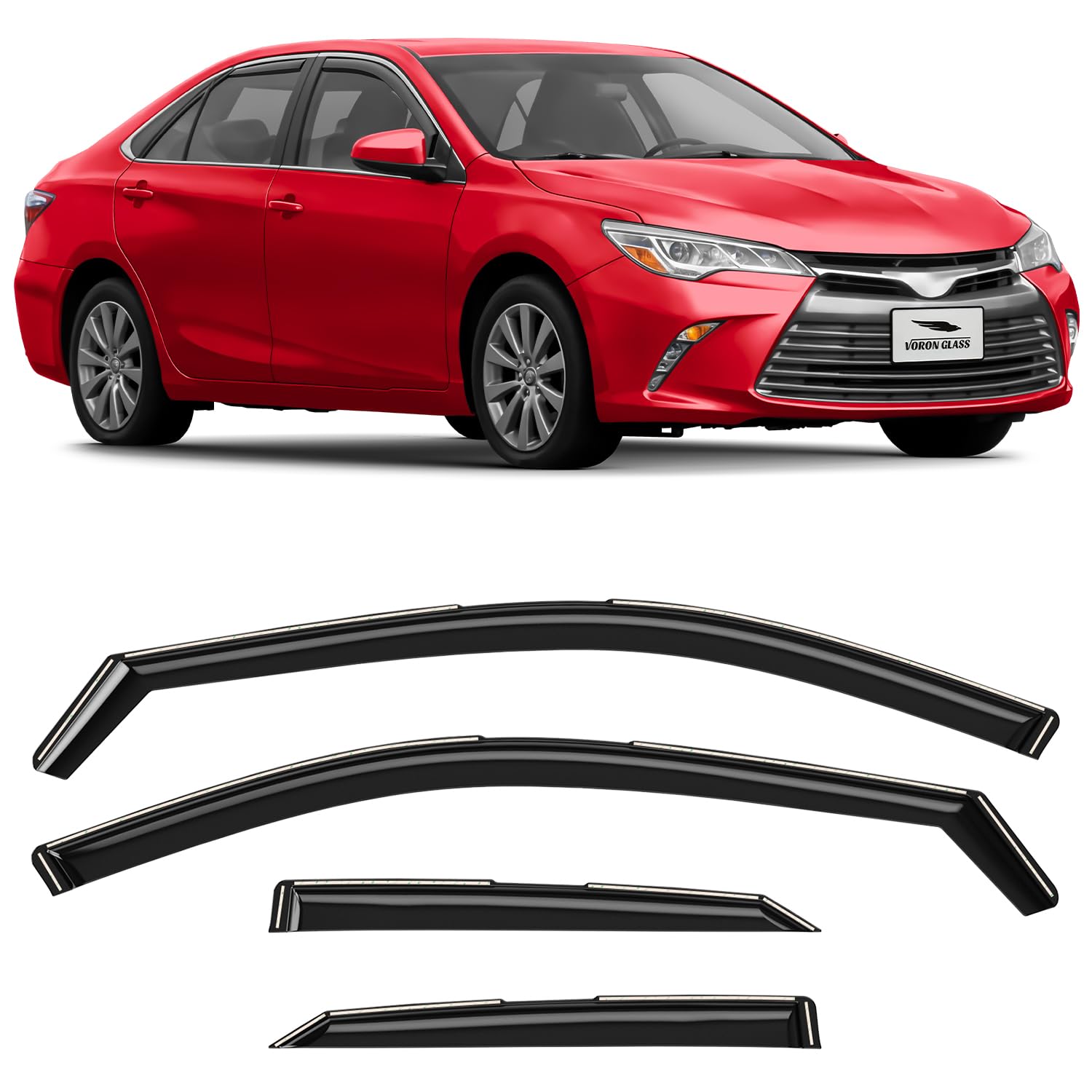 Voron Glass in-Channel Extra Durable Rain Guards for Toyota Camry 2015-2017, Window Deflectors, Vent Window Visors, 4 Pieces - 200723