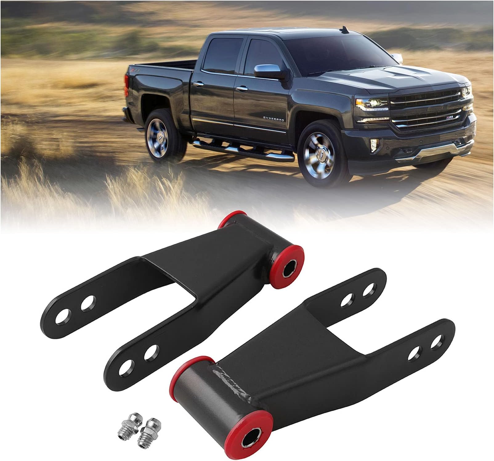 Nakuuly 2" Rear Drop Lowering Shackle Suspension Kit Compatible with 1988-1998 Chevy & GMC C1500/C2500 1988-2019 Silverado Sierra 1500 Replaces # 410520