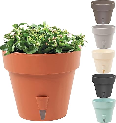 Miniatura 1 de DECOPOTS - Maceta de riego automático - 9.2 pulgadas de diámetro - Interior y exterior con riego inferior e indicador de nivel de agua (9.2