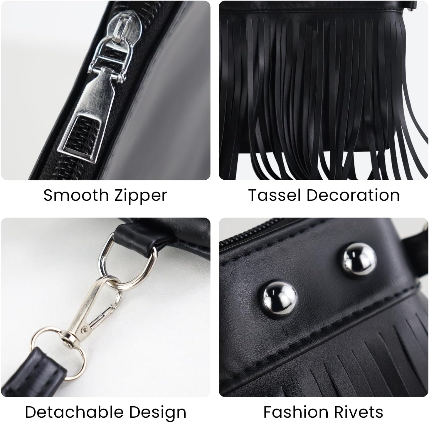 Crossbody Small Purse, Western Purses with Tassel and Rivets, Crossbody Bag for Women with Removable Shoulder Straps image 5