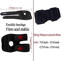 Vista 3 de Codera, soporte de codo de tenis ajustable, ideal para esguinces de codos, tendinitis, artritis, baloncesto, béisbol, codo de golfista que Negro