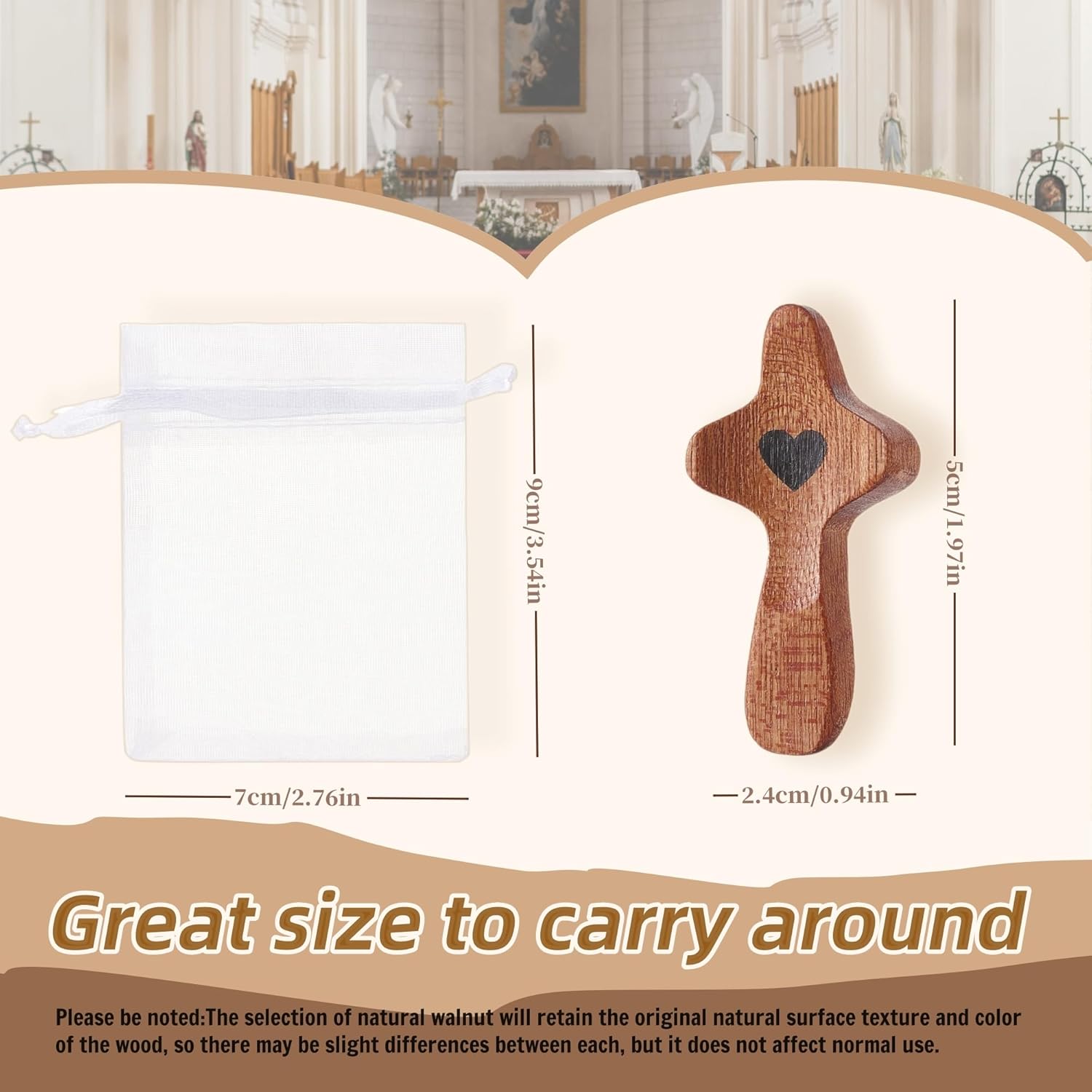 FOFOWHAT Cross My Heart, Thanksgiving Christmas Gift Bulk Wooden Fidget Cross, Small Wooden Crosses for Pocket Prayers, Religious Gift for Family Friends Church Group (40 Pcs)