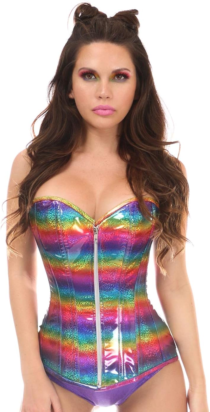 Daisy corsets Top Drawer Rainbow Glitter Steel Boned Corset: Clothing, Shoes & Jewelry