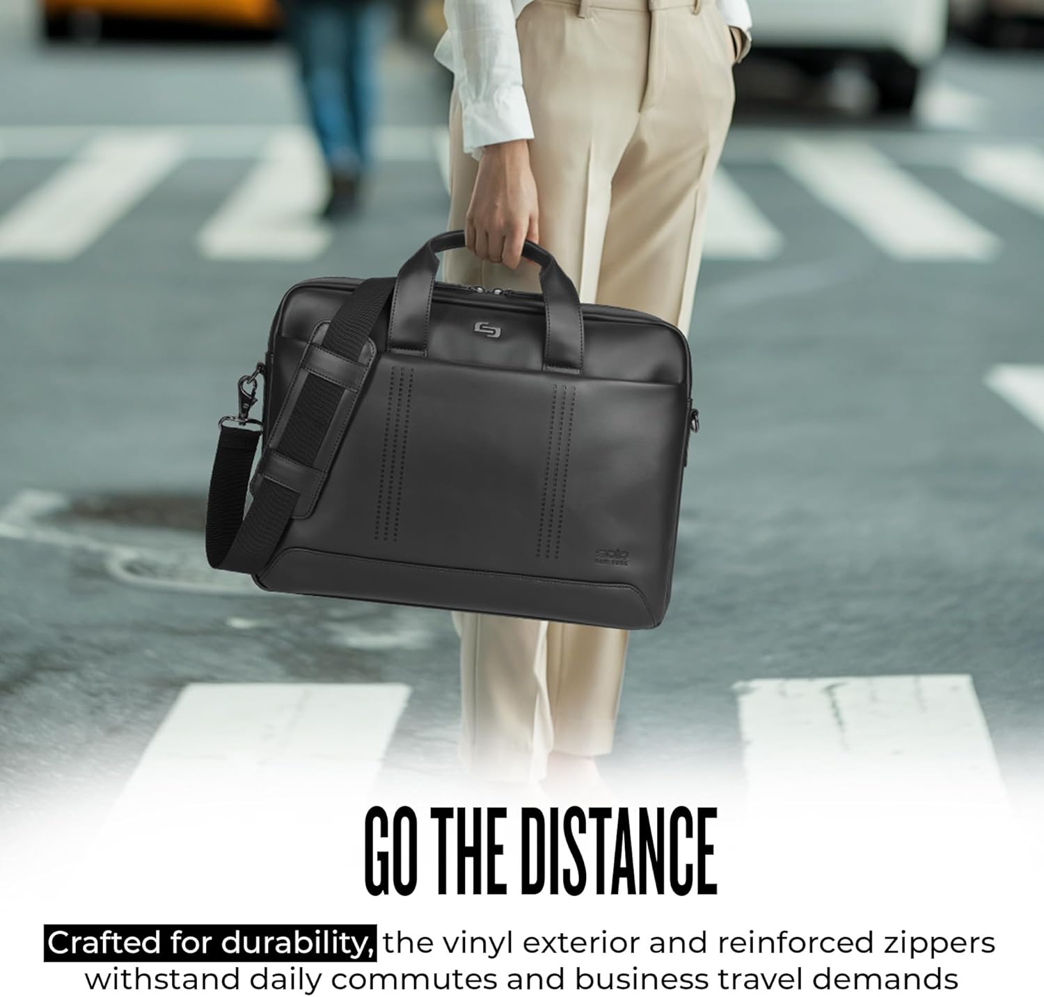 Solo New York Briefcase - Laptop Carrying Bag for Women & Men, Brief for Travel & Work, Internal Tablet Pocket, Adjustable Shoulder Strap, Fits 15.6" Computer - Murray Slim, Black - Image 5