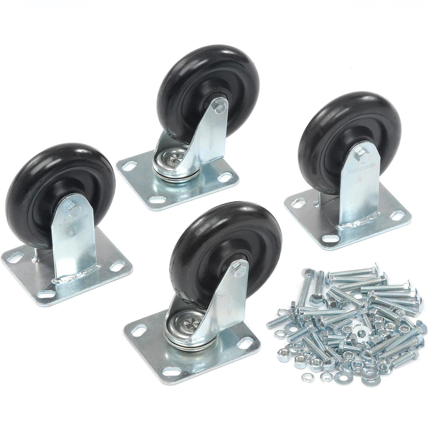 Global Industrial Polyurethane Caster Kit 2 Swivel, 2 Rigid, 5 x 1-1/4