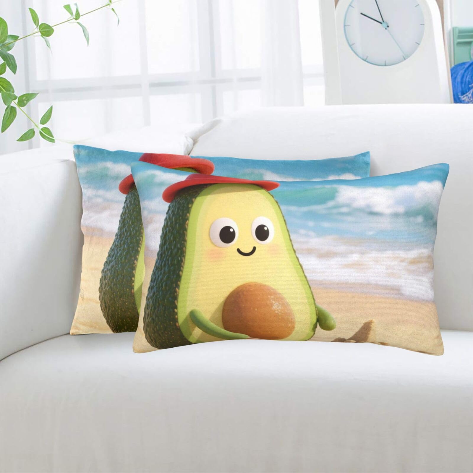 2 Pack Standard Pillowcases Sets, Ultra Soft Comfort Microfiber Plush Pillow Cases Avocado Decorative Throw Pillow Cover with Hidden Zipper for Bedroom, Sofa, Couch,16"X24"