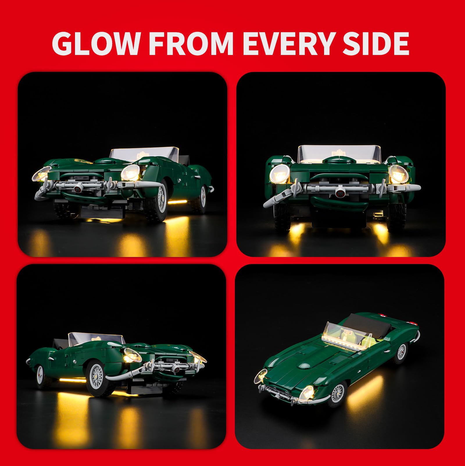 BRIKSMAX Zestaw oświetlenia LED do Lego 11381 Jaguar E-Type - kompatybilny z Lego Icons Model klocków - nie zawiera zestawu Lego