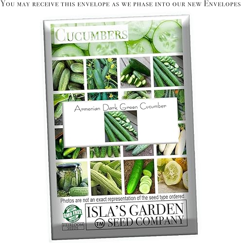 Miniatura 5 de Semillas de pepino "verde oscuro armenio" para plantar, más de 100 semillas tradicionales por paquete, semillas de jardín de Isla (semillas de