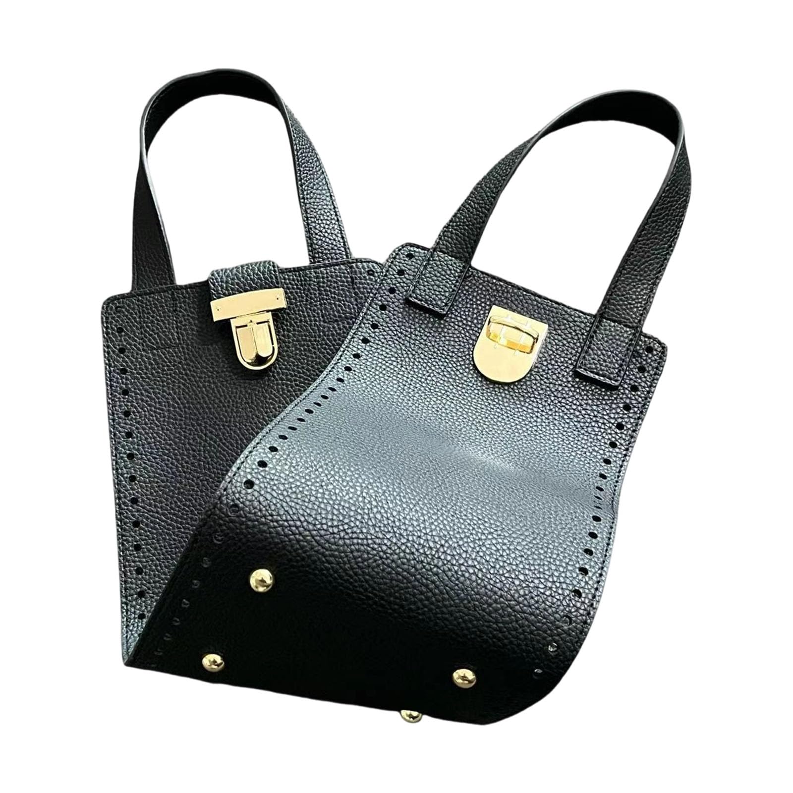 Hsioluted Black Bag Making Supplies Bag Accessories Leather Bags Handles Bags Bottom With For Diys Crocheted Purse Making Repairing Diys Supplies