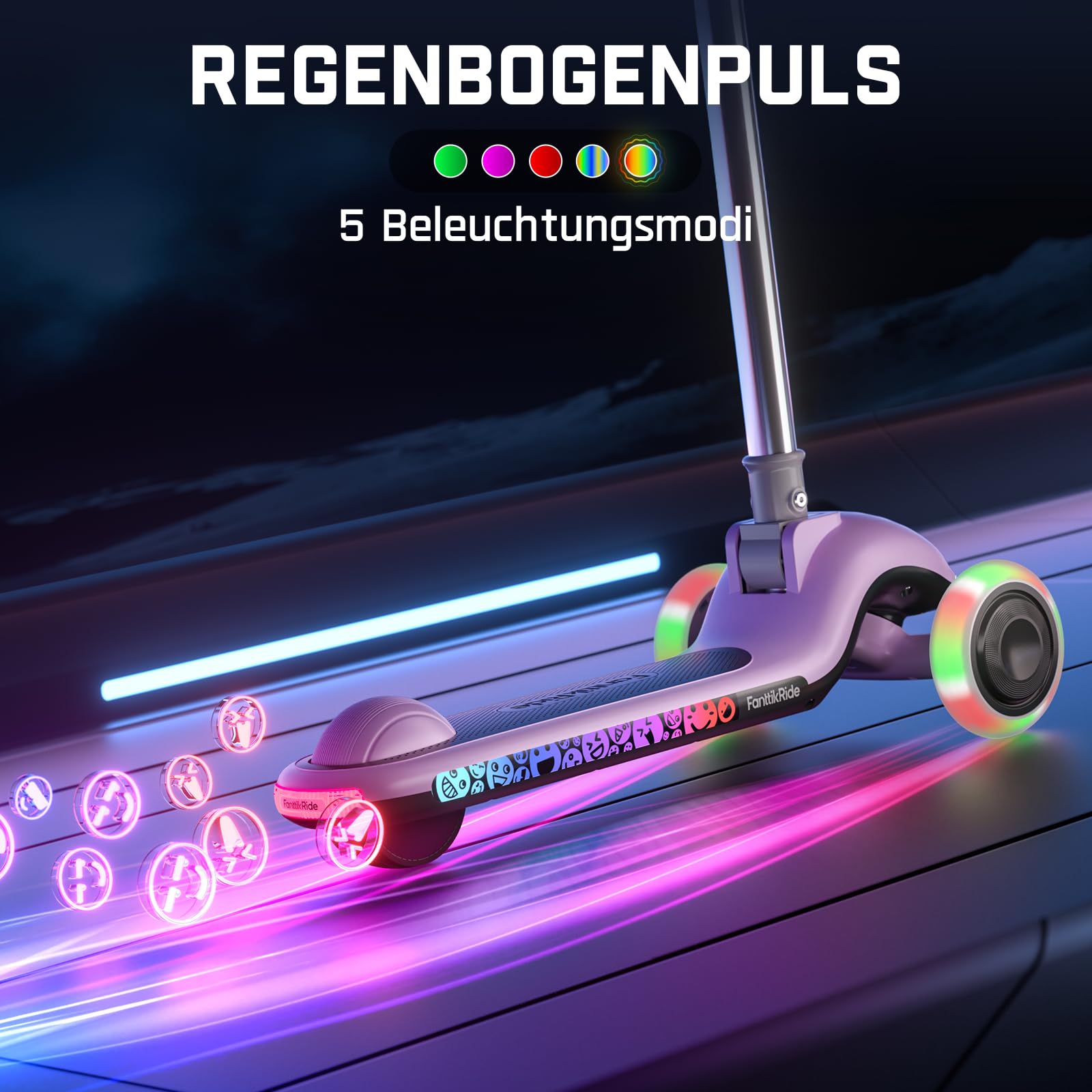 FanttikRide K9 Pro Elektroroller für Kinder 3-6 Jahren, Höhenverstellbar für Fahrer von 1,0-1,4 M, 50 KG, bis 40 Min Fahrzeit, 6 KM Reichweite, KI & 2 Maximalgeschwindigkeiten 6/10 Km/h