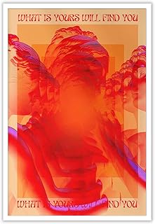 Retro Hippie Trippy Posters Red 70s 80s Face Eye Canvas Wall Art What Is Yours Will Find You Inspirational Affirmation Quotes Prints Painting For Home Bedroom Dorm Wall Decor 12x16in Unframed