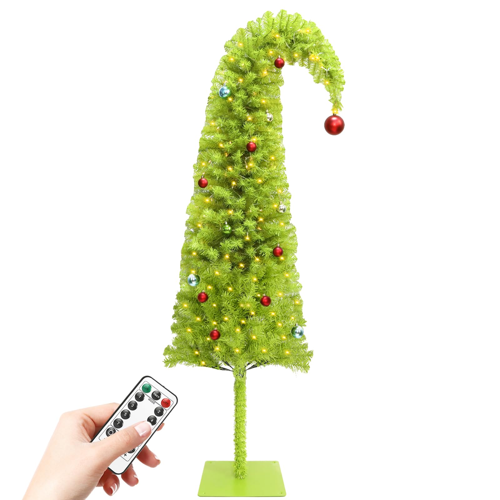 Obralitic 6FT Whimsical Lime Green Christmas Tree with 150 LED