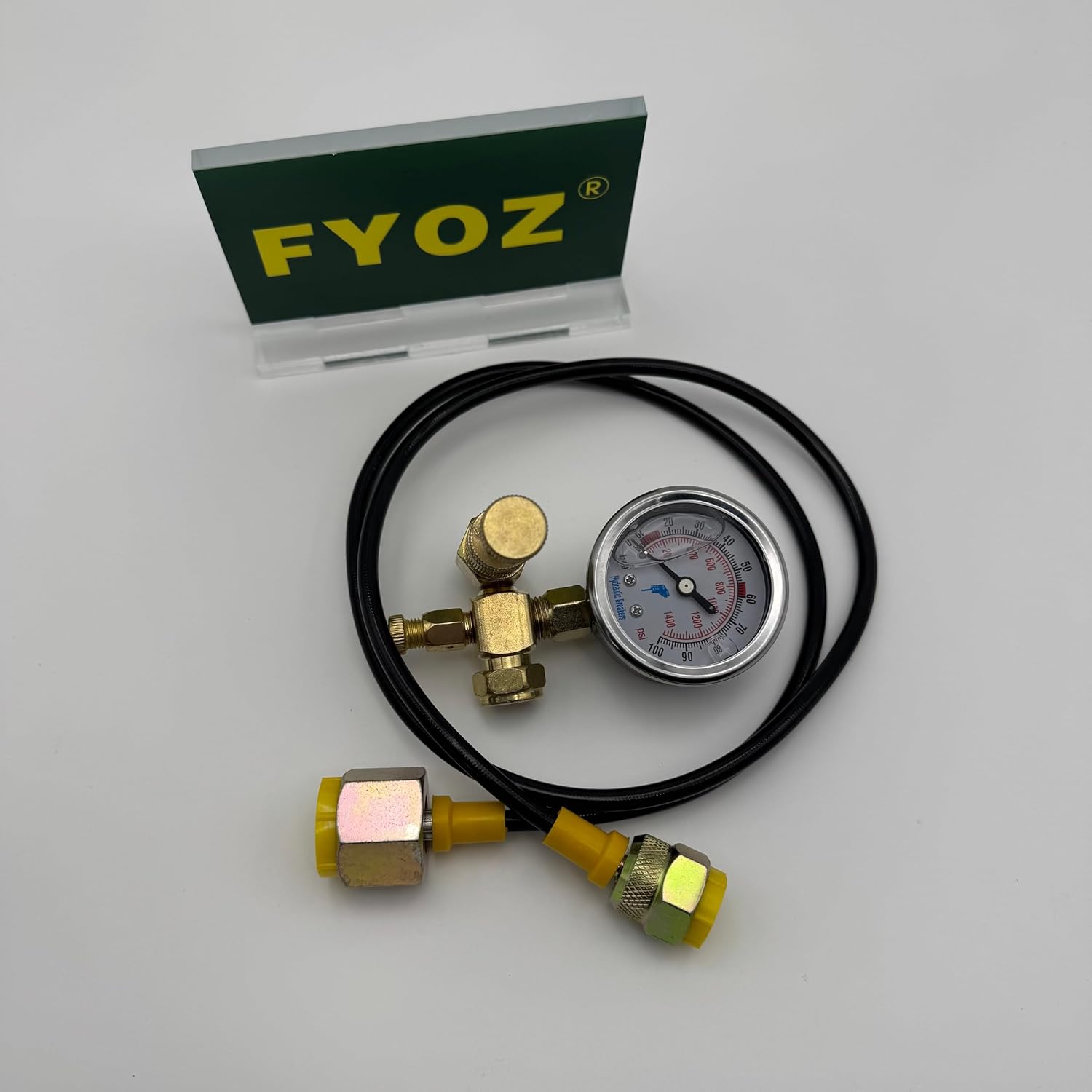 Hydraulic Pressure Test Kit for Excavator Breaker Hammer, 100 Bar Gauge with Hose and Fittings, Blue Case