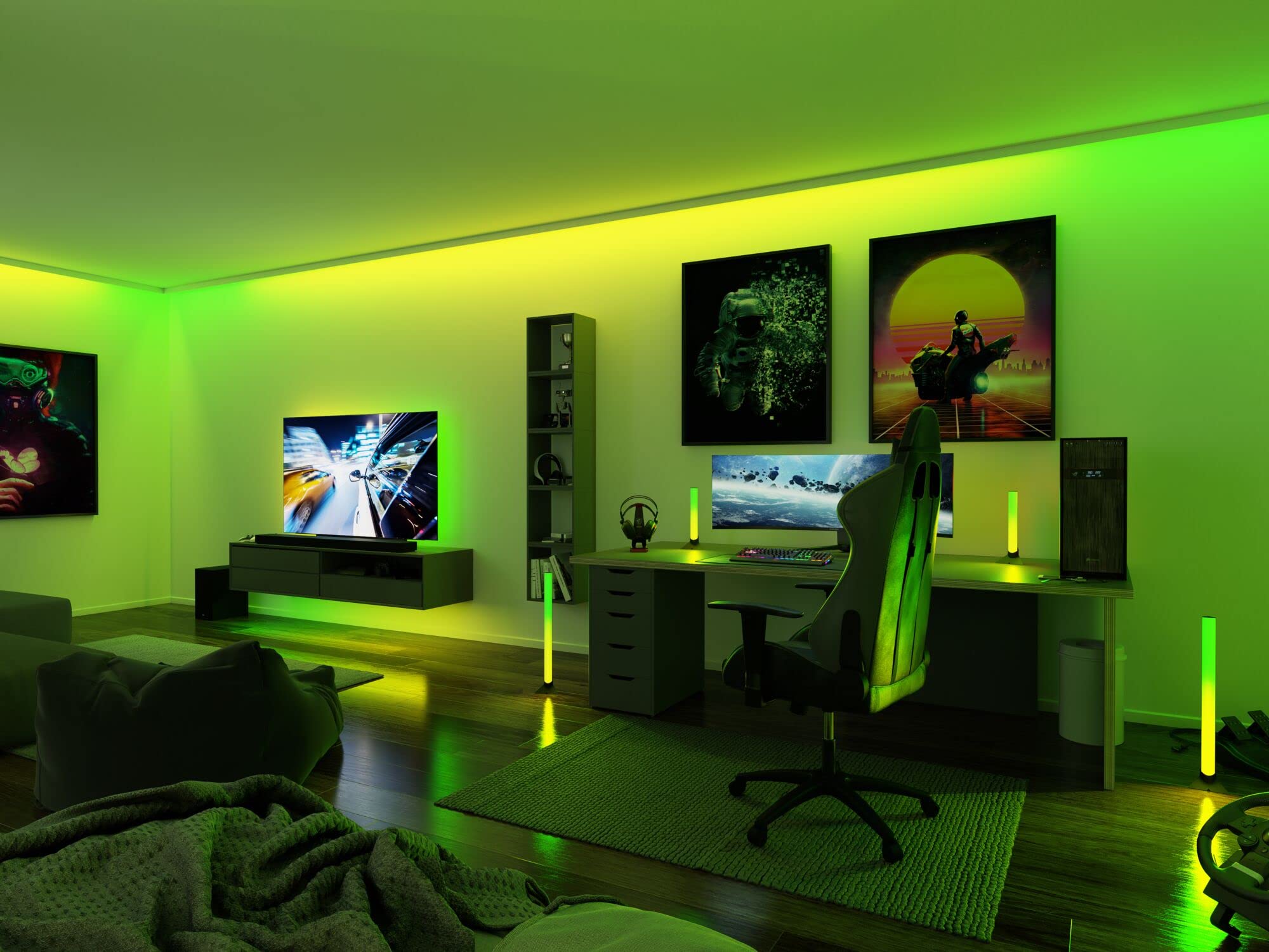Paulmann 78888 Strip LED Dynamic Set 5m Dynamic Rainbow RGB IP20 12V CC incl. 1x10,5W, regulable, tira de luces, blanco, plástico