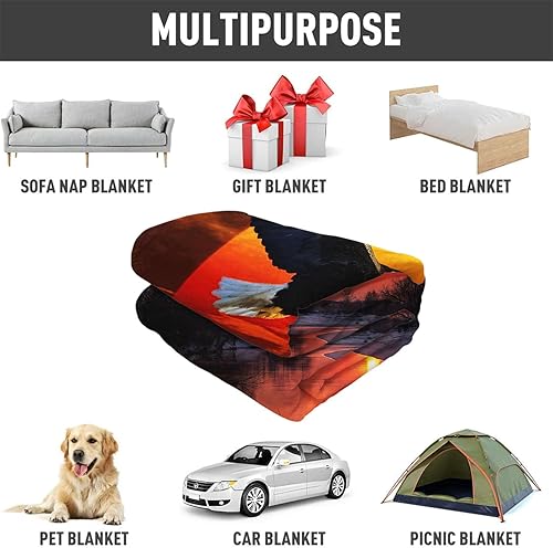 Miniatura 5 de Rstick Manta de forro polar de halcón volador de halcón con diseño de águila, manta de felpa suave y mullida para sofá y cama, 60 x 80 pulgadas