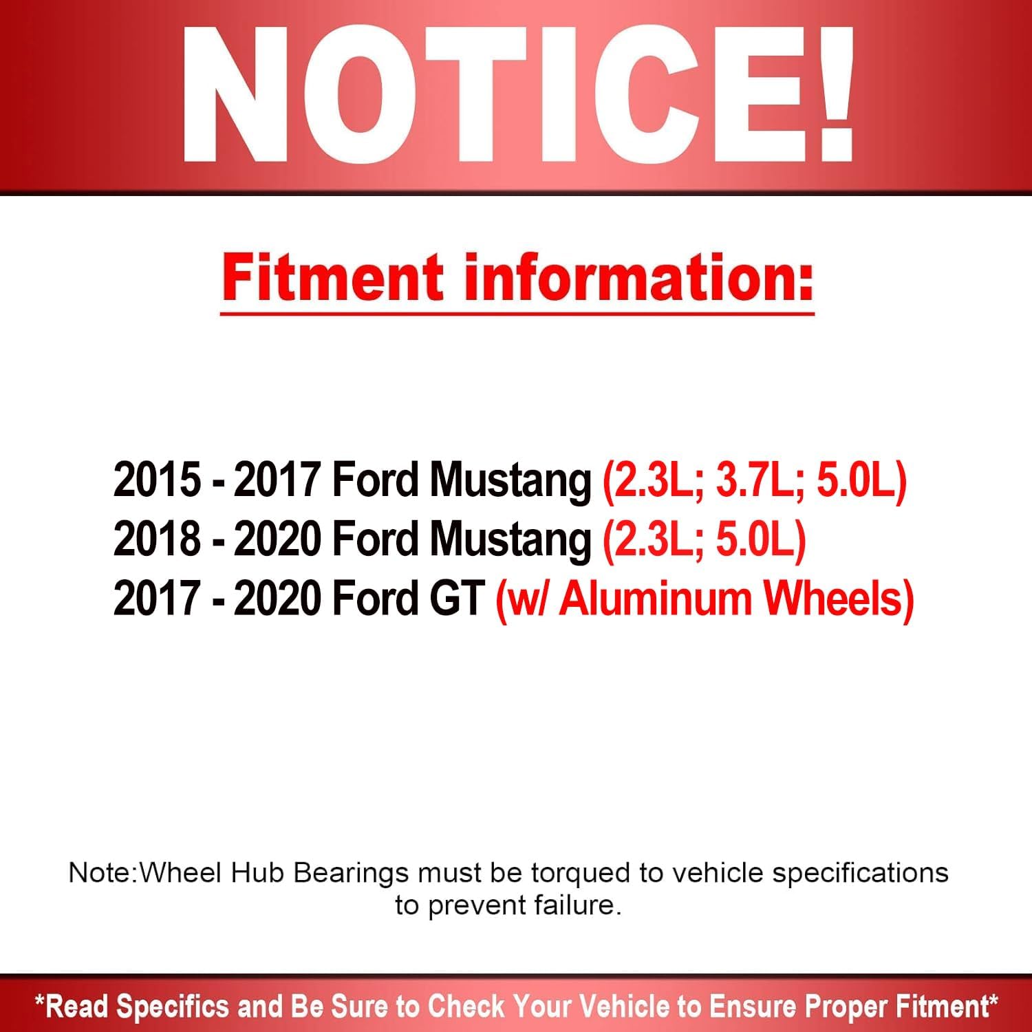 MotorbyMotor 512517 Rear Wheel Bearing & Hub Assembly fits for 2015-2020 Ford Mustang, 2017-2020 Ford GT Wheel hub Bearing Assembly 5 Lugs with ABS-2pc Set