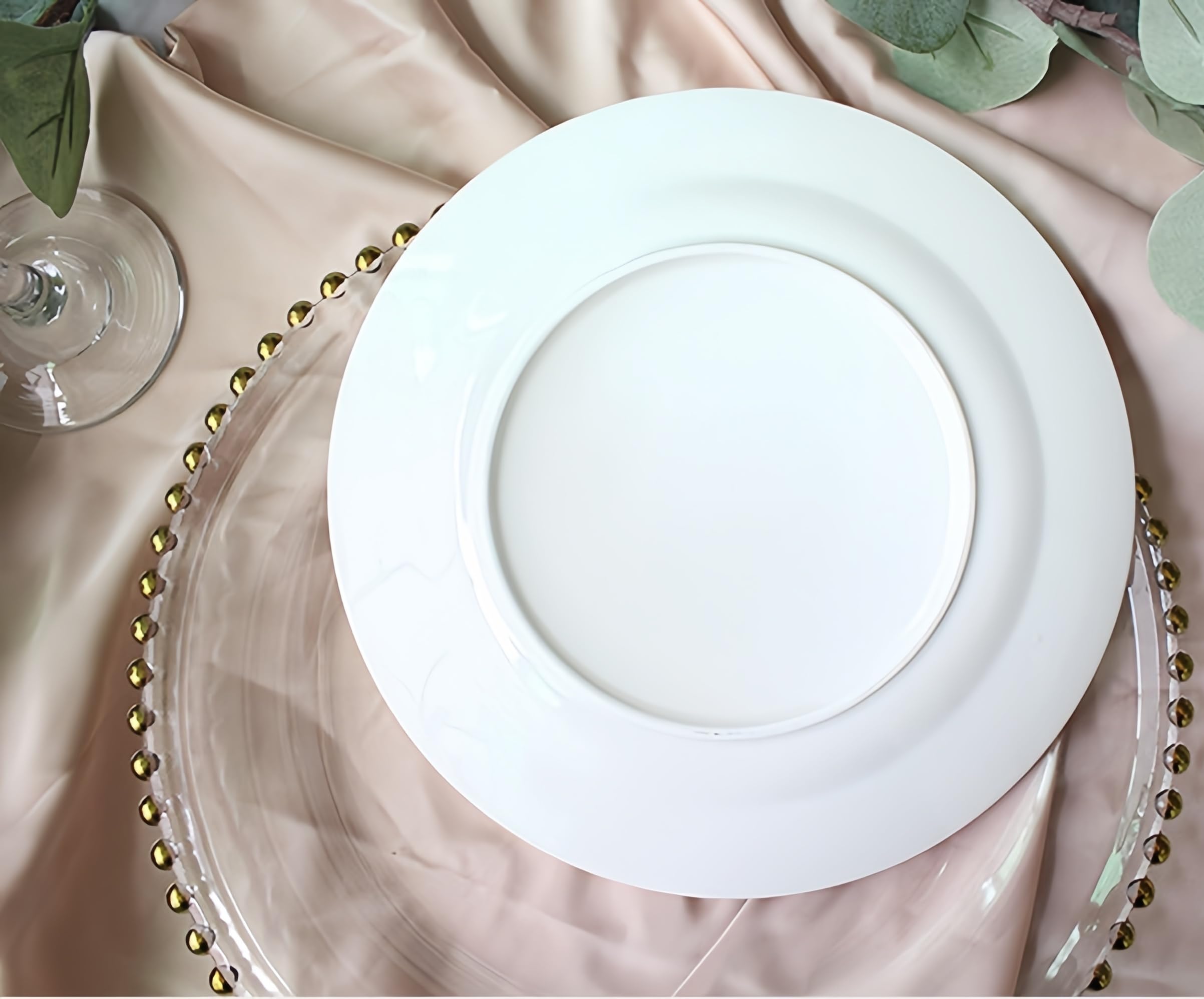 Piatti piani in ceramica con bordo dorato, 22,9 cm, dipinti a mano, sottili piatti piani in porcellana con bordo dorato, 2 piatti rotondi impilabili per bistecche, insalate, dessert, ristoranti per