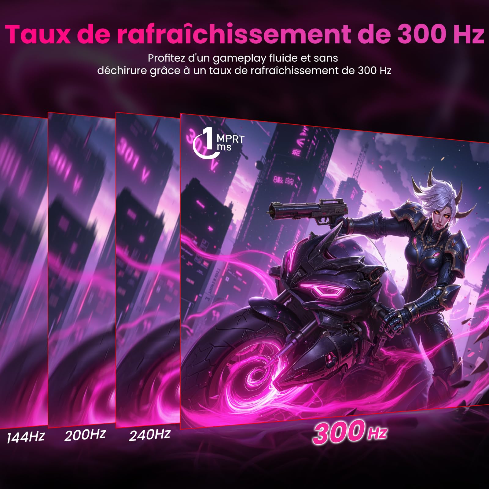 TITAN ARMY 27 Pouces incurvé Ecran PC Gamer, 300Hz 280hz 240hz, 1ms MPRT Full HD 1500R Fast VA Moniteur, FreeSync Premium (1920x1080), HDR10, VESA 100x100, HDMI 2.0 & DisplayPort 1.4, C27A1H