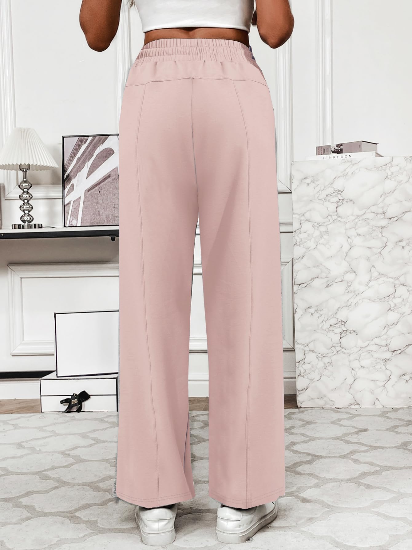 PINSPARK Pantaloni da Jogging da Donna Pantaloni Larghi Morbidi con Gamba Dritta Pantaloni da Jogger Lounge Sportivi Casual con Tasche