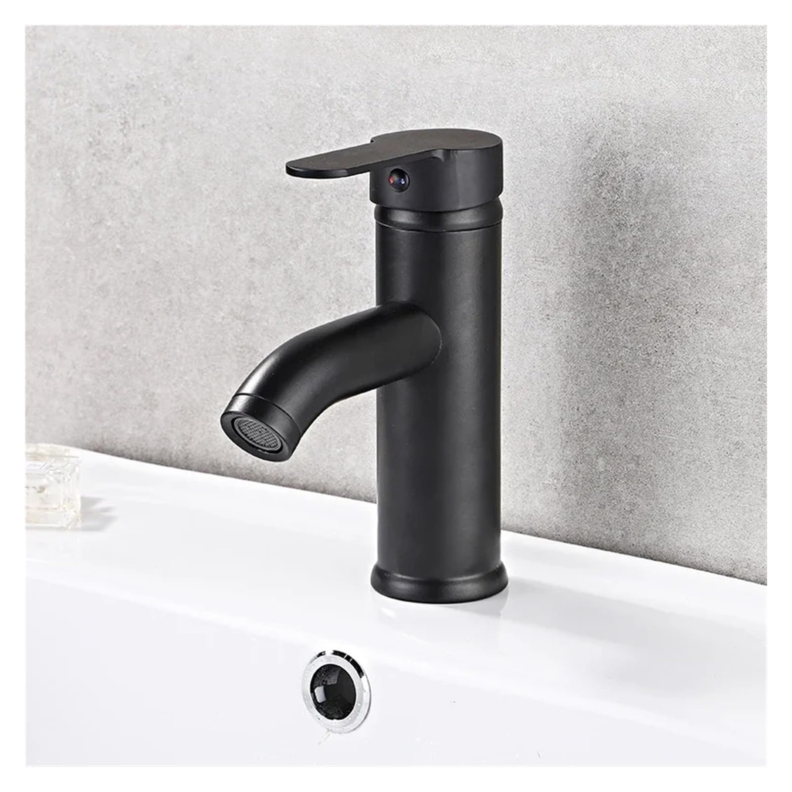 Mitigeur chaud et froid lavabo inox noir anti-calcaire pour salle de bains