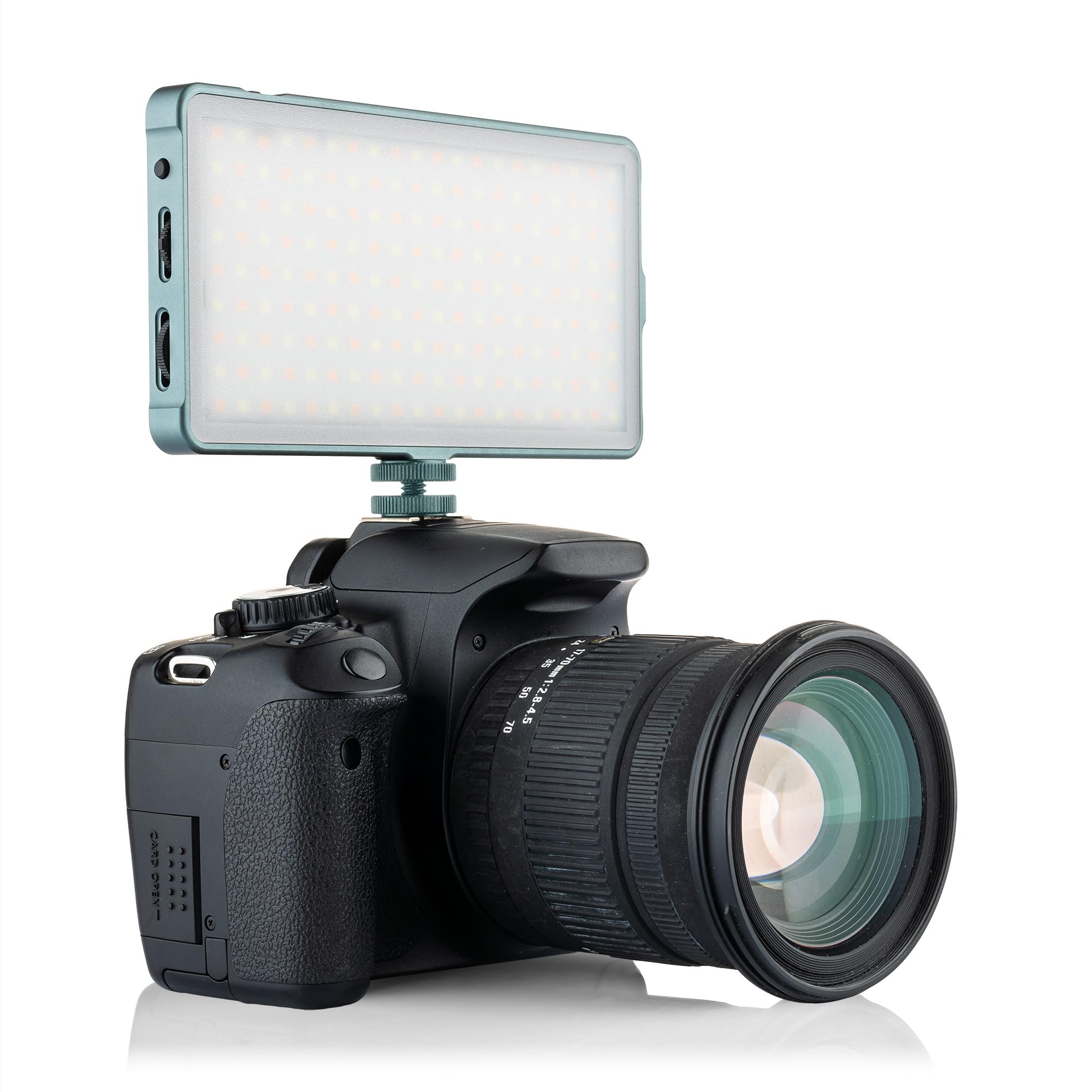 Lampada LED MOJOGEAR Lumi bicolore media - 12 Watt - Metallo robusto - Batteria da 4.000 mAh - Luce bianca/gialla - Lampada potente per fotocamera/studio/video - Grigio